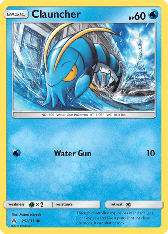 Clauncher Forbidden Light Pokemon Card