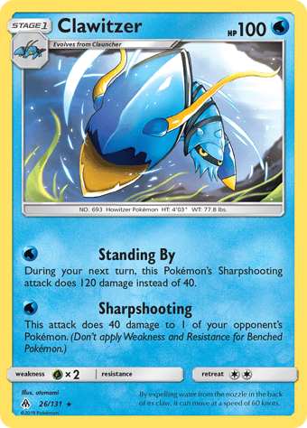 Clawitzer Forbidden Light Pokemon Card
