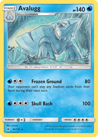 Avalugg Forbidden Light Pokemon Card