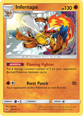 Infernape Forbidden Light Pokemon Card
