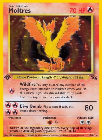 Moltres Fossil Pokemon Card