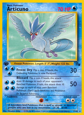 Articuno Fossil Pokemon Card