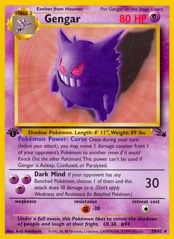 Gengar Fossil Pokemon Card
