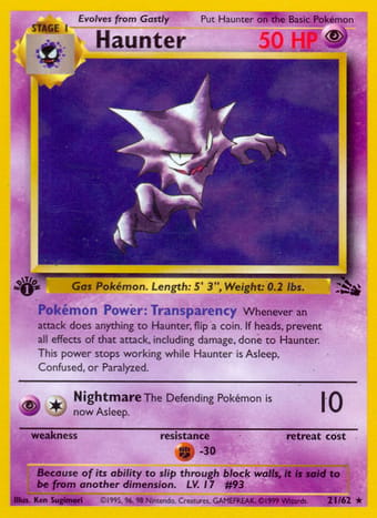 Haunter Fossil Pokemon Card