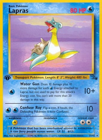 Lapras Fossil Pokemon Card
