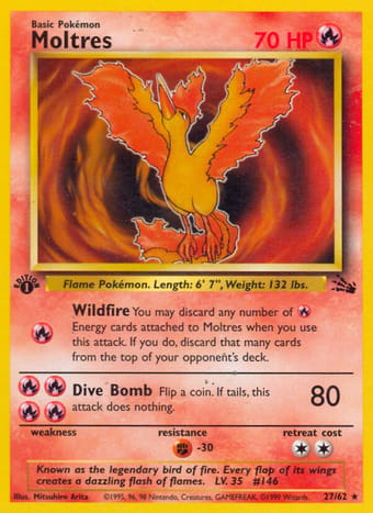 Moltres Fossil Pokemon Card