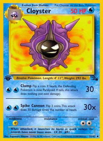 Cloyster Fossil Pokemon Card