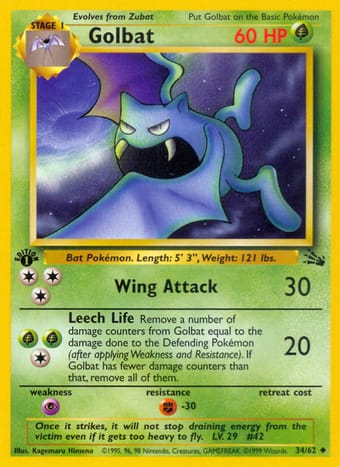 Golbat Fossil Pokemon Card