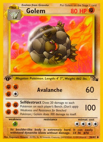Golem Fossil Pokemon Card