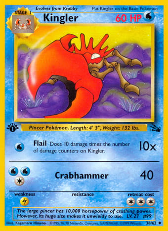 Kingler Fossil Pokemon Card