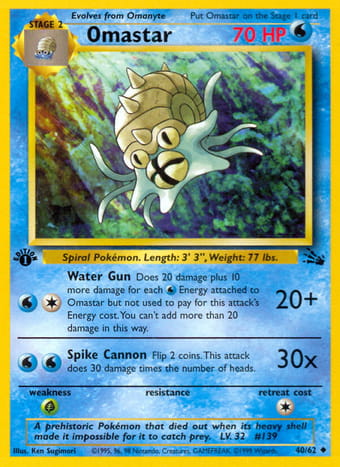 Omastar Fossil Pokemon Card