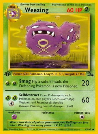 Weezing Fossil Pokemon Card