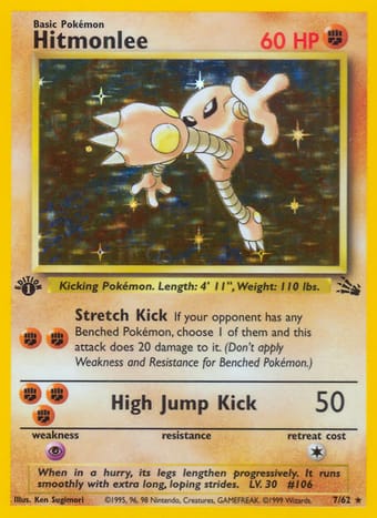 Hitmonlee Fossil Pokemon Card