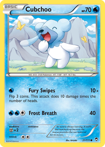 Cubchoo Furious Fists Pokemon Card