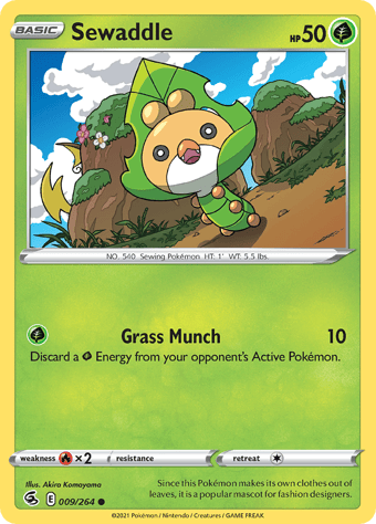 Sewaddle Fusion Strike Pokemon Card