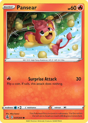 Pansear Fusion Strike Pokemon Card