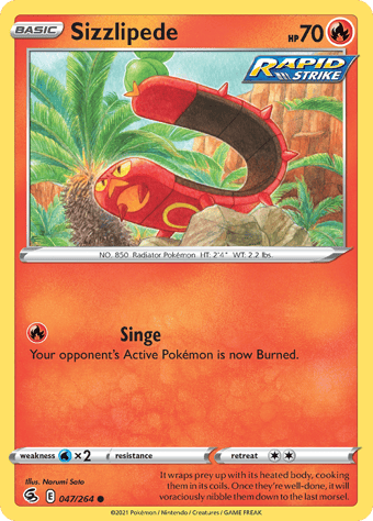 Sizzlipede Fusion Strike Pokemon Card