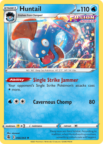 Huntail Fusion Strike Pokemon Card