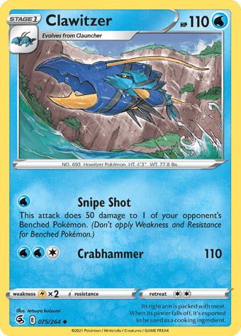 Clawitzer Fusion Strike Pokemon Card