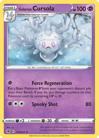 Galarian Cursola Fusion Strike Pokemon Card