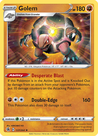 Golem Fusion Strike Pokemon Card