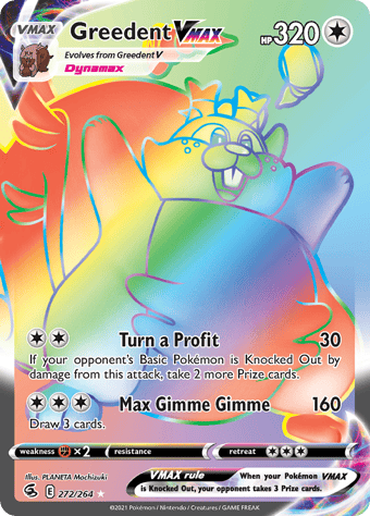 Greedent VMAX Fusion Strike Pokemon Card