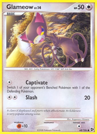 Glameow Great Encounters Pokemon Card