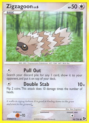 Zigzagoon Great Encounters Pokemon Card