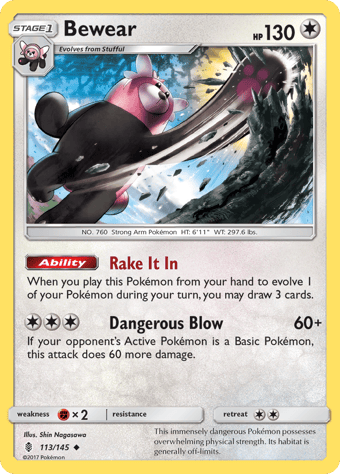 Bewear Guardians Rising Pokemon Card