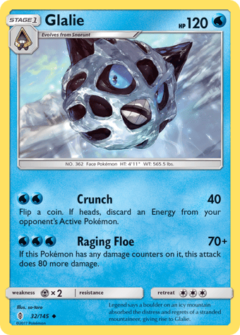 Glalie Guardians Rising Pokemon Card