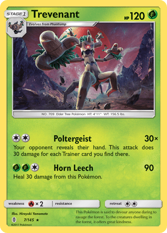 Trevenant Guardians Rising Pokemon Card
