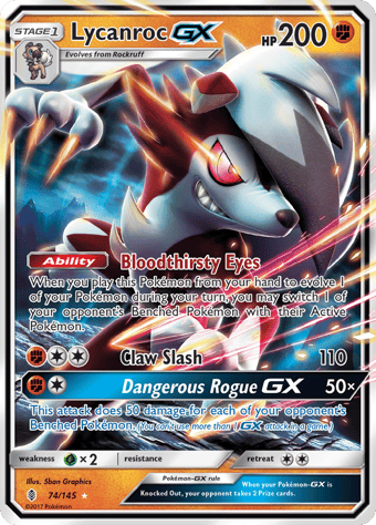 Lycanroc-GX Guardians Rising Pokemon Card