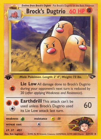 Brock's Dugtrio Gym Challenge Pokemon Card