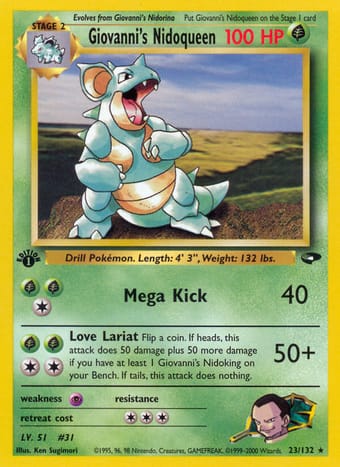 Giovanni's Nidoqueen Gym Challenge Pokemon Card