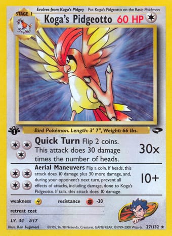 Koga's Pidgeotto Gym Challenge Pokemon Card