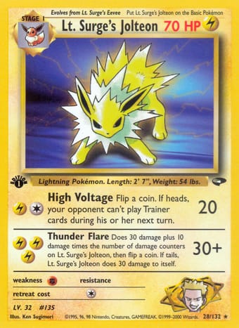 Lt. Surge's Jolteon Gym Challenge Pokemon Card