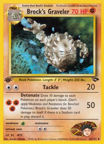 Brock's Graveler Gym Challenge Pokemon Card