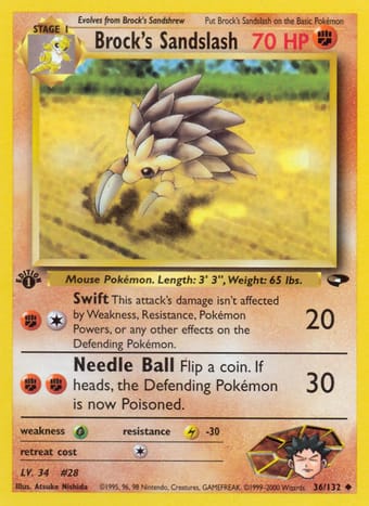 Brock's Sandslash Gym Challenge Pokemon Card