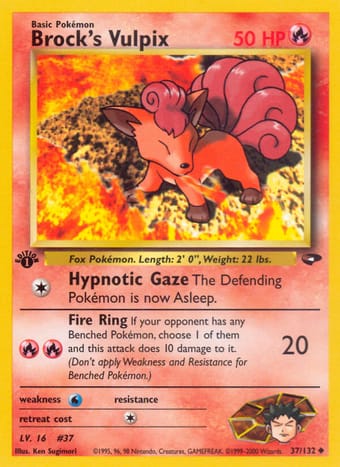 Brock's Vulpix Gym Challenge Pokemon Card