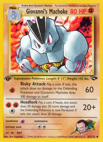 Giovanni's Machoke Gym Challenge Pokemon Card