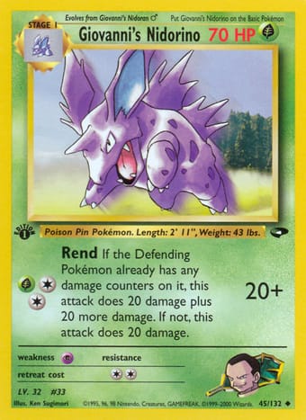 Giovanni's Nidorino Gym Challenge Pokemon Card