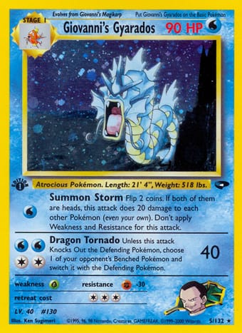 Giovanni's Gyarados Gym Challenge Pokemon Card