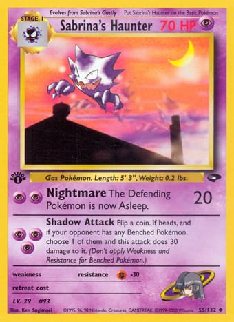 Sabrina's Haunter Gym Challenge Pokemon Card