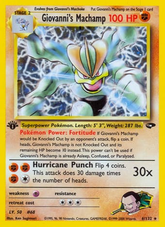 Giovanni's Machamp Gym Challenge Pokemon Card