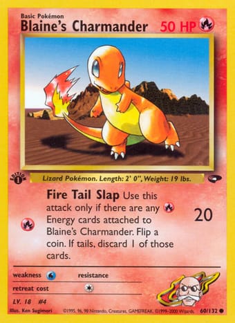 Blaine's Charmander Gym Challenge Pokemon Card