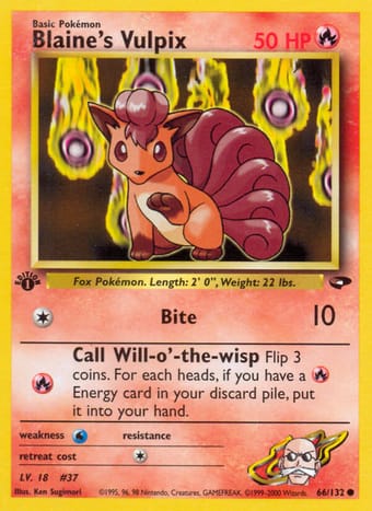Blaine's Vulpix Gym Challenge Pokemon Card