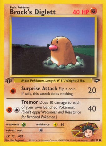 Brock's Diglett Gym Challenge Pokemon Card