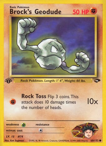Brock's Geodude Gym Challenge Pokemon Card