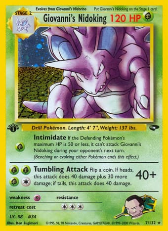 Giovanni's Nidoking Gym Challenge Pokemon Card