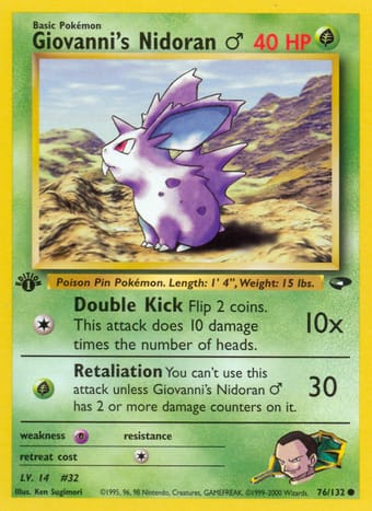 Giovanni's Nidoran♂ Gym Challenge Pokemon Card